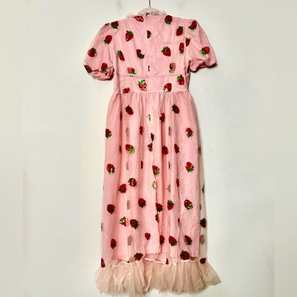 Pink Strawberry Embroidered Dress - Picture 2 of 2